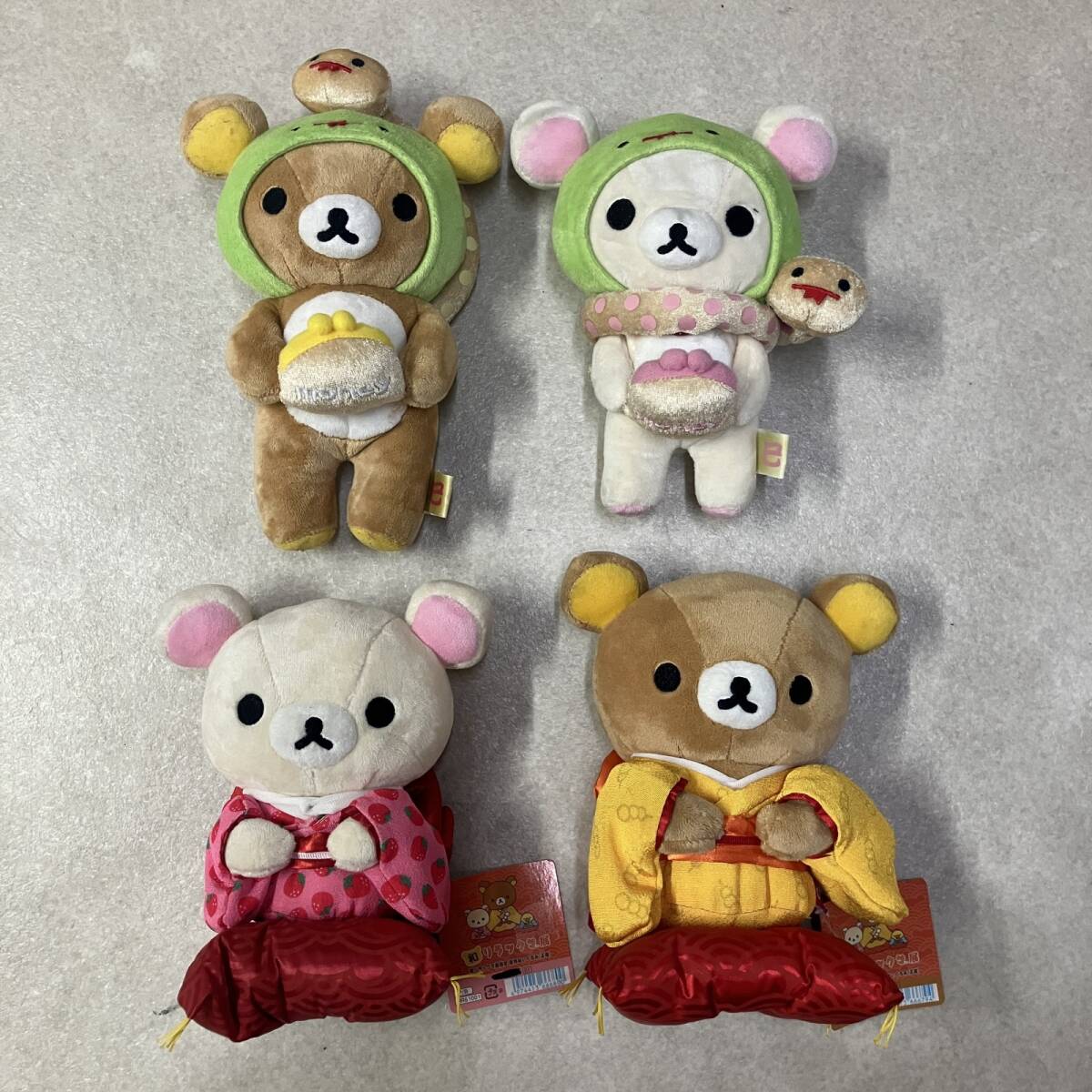 ● レア 当時物 San-x 4点 まとめ ぬいぐるみ リラックマ コリラックマ ペア 着物 和 巳 干支 かぶり物 帯 日本 現状品 0.41kg拍卖