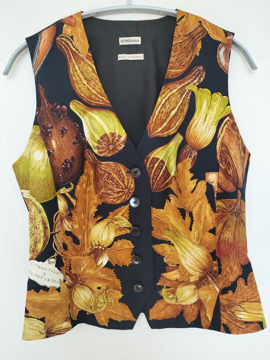 HERMS ベスト ジレ 38 シルク100% レディース MADE IN FRANCE拍卖