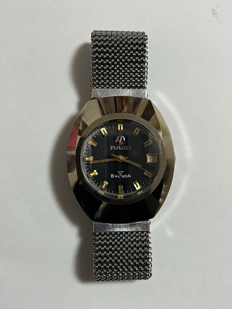 ラドー バルボア 自動巻き メンズ 腕時計 デイト ブラック文字盤 カットガラス 稼働 RADO ヴィンテージ BALBOA拍卖