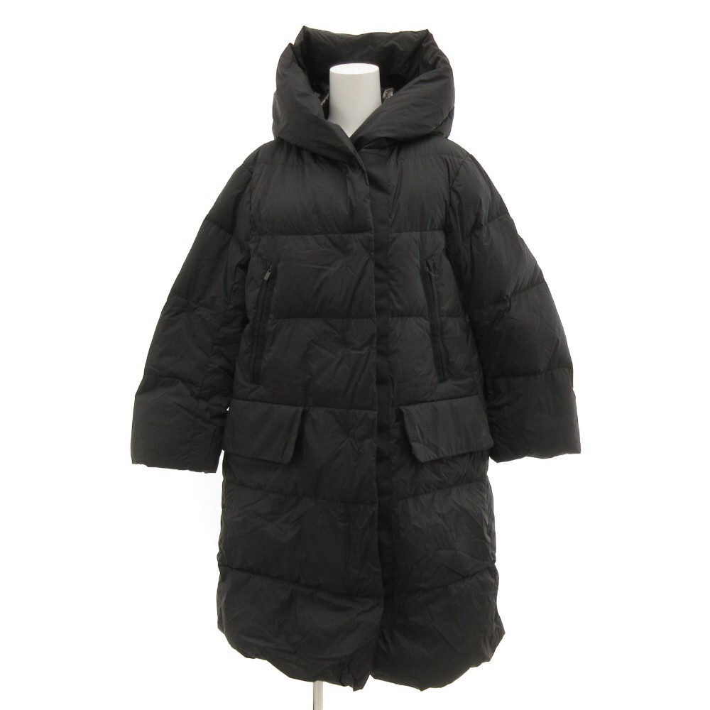 ユニクロ UNIQLO +J ジルサンダー ダウンロングコート ジャケット フード S 黒 ブラック 212-443927 /JS ■ECB001 レディース拍卖