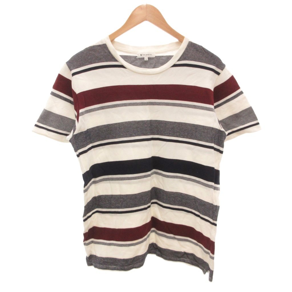 ザショップティーケー THE SHOP TK Tシャツ L 白 ホワイト 紺 ネイビー ボーダー柄 ラウンドネック 半袖 ECF001 /KR ■ECF001 メンズ拍卖