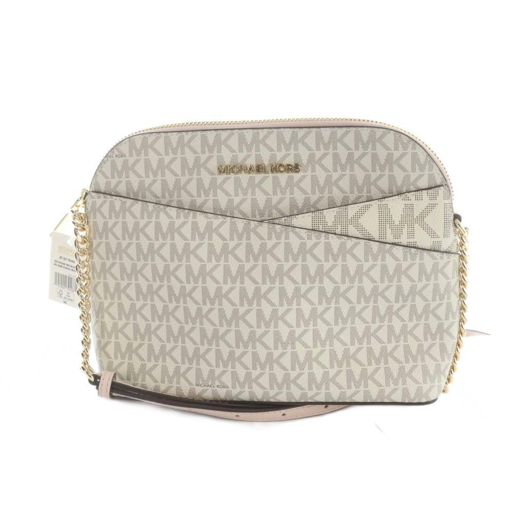 マイケルコース MICHAEL KORS ジェットセットトラベル 35F1GTVC6B ショルダーバッグ 斜めがけ ロゴ MKシグネチャー 白 ホワイト ピンク拍卖