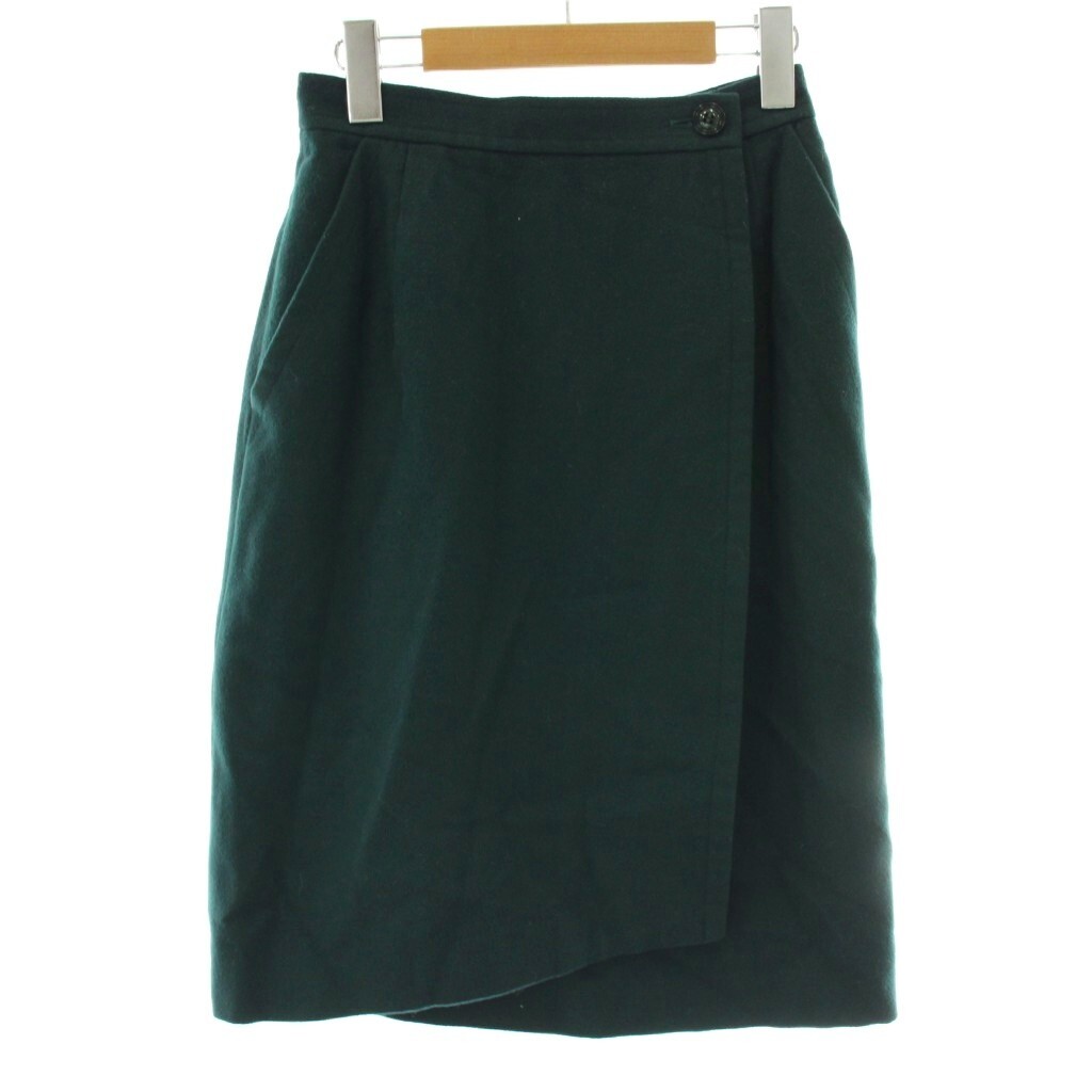 イヴサンローラン YVES SAINT LAURENT ラップスカート タイト ウール ひざ丈 M 緑 グリーン /XZ ■GY99 レディース拍卖