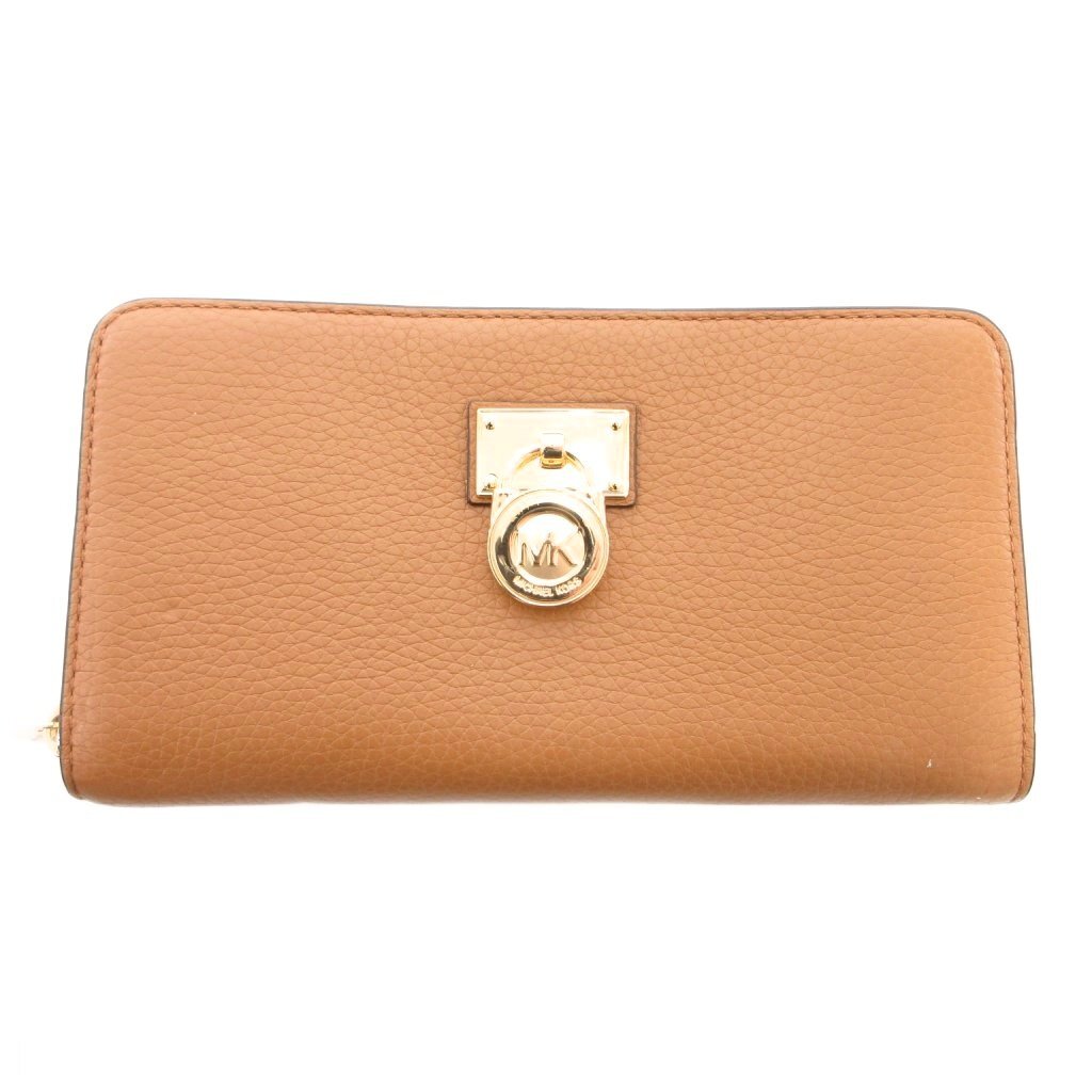 未使用品 マイケルコース MICHAEL KORS タグ付き 長財布 ラウンドファスナー 小銭入れあり MKロゴ レザー 茶 ブラウン /YJ ■GY18拍卖