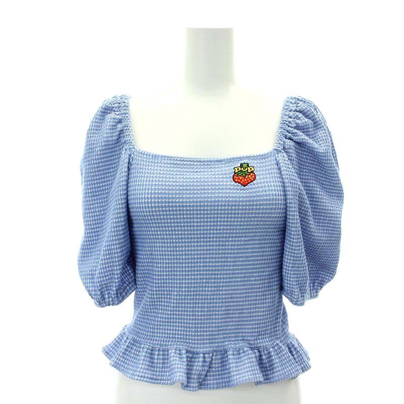 ヒステリックグラマー HYSTERIC GLAMOUR 24SS POP BERRY刺繍 プルオーバー カットソー F ブルー 白 ホワイト拍卖