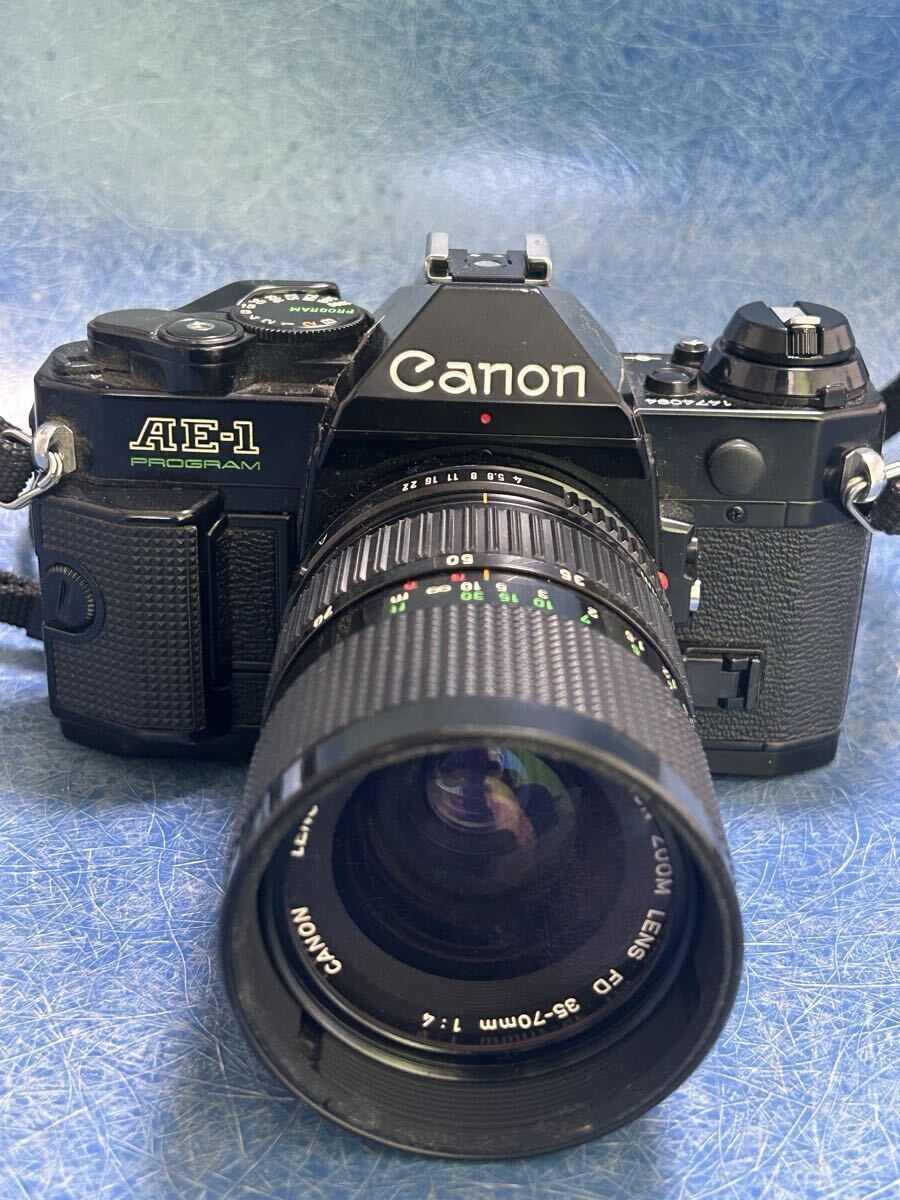 1円〜 キャノン Canon AE-1 PROGRAM プログラム FD 35-70mm 1:1.4 フィルム 一眼レフカメラ ブラック拍卖