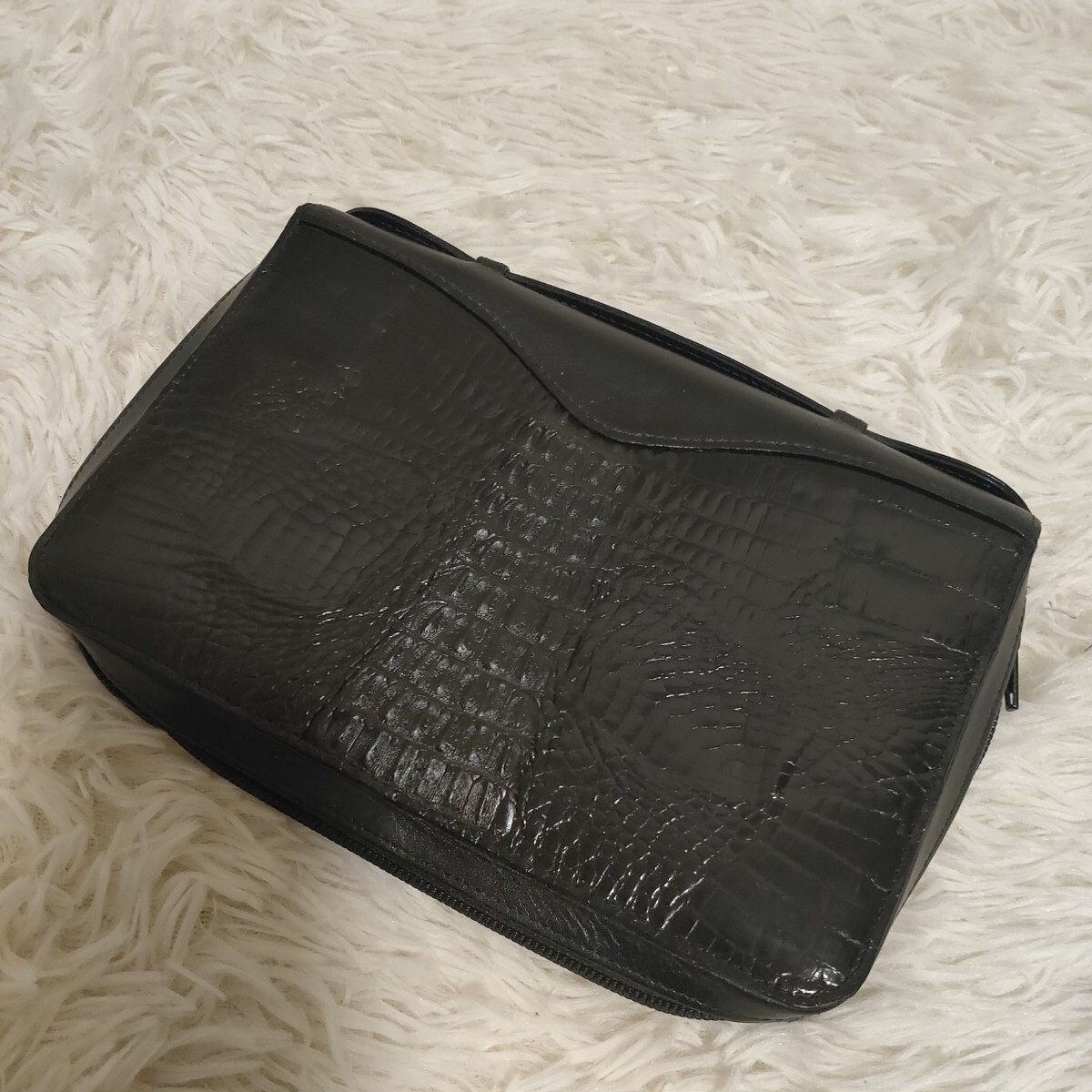 【高級・優良品】 クロコダイル セカンドバッグ ブラック 黒 ワニ革 クラッチバッグ クロコ 鰐革 ワニ ビジネスバッグ エキゾチックレザー拍卖