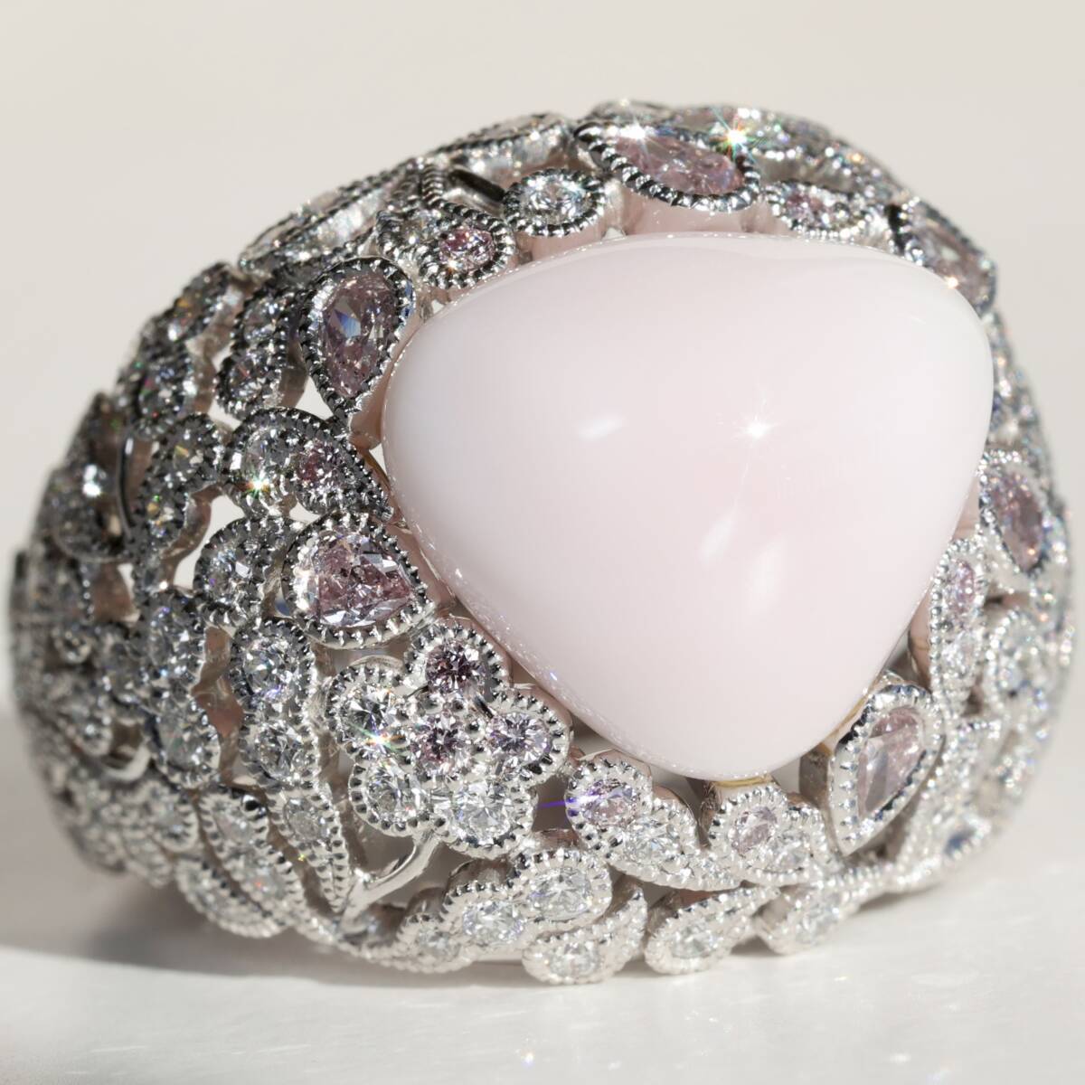 Pt950 SHUDO 首藤 コンクパール7.92ct ダイヤモンド ピンクダイヤモンド リング CONCH PEARL ジュエリークラフト シュドウ拍卖