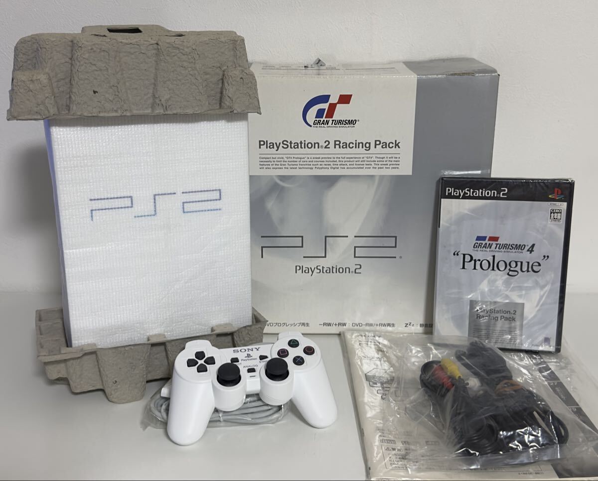 (13) ★動作確認済★ PlayStation 2 PS2 SCPH-55000 GT CW ホワイト RACING PACK GRANTURISMO 4 PROLONGUEソニー SONY GT CWソニー拍卖
