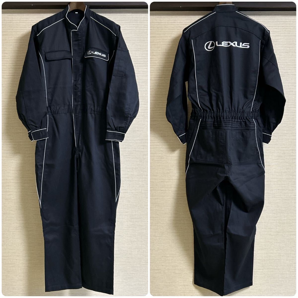 【試着程度】LEXUS レクサス オールインワン ツナギ つなぎ 作業服 メカニック ジップアップ 長袖 ブラック 黒 Lサイズ拍卖