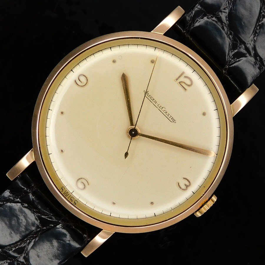 極上美品1940年伝説キャリバー450の軌跡18k★ジャガールクルト 35mmオーバー★18金無垢ローズゴールド☆3.6.9 &ドット ローズゴールド拍卖