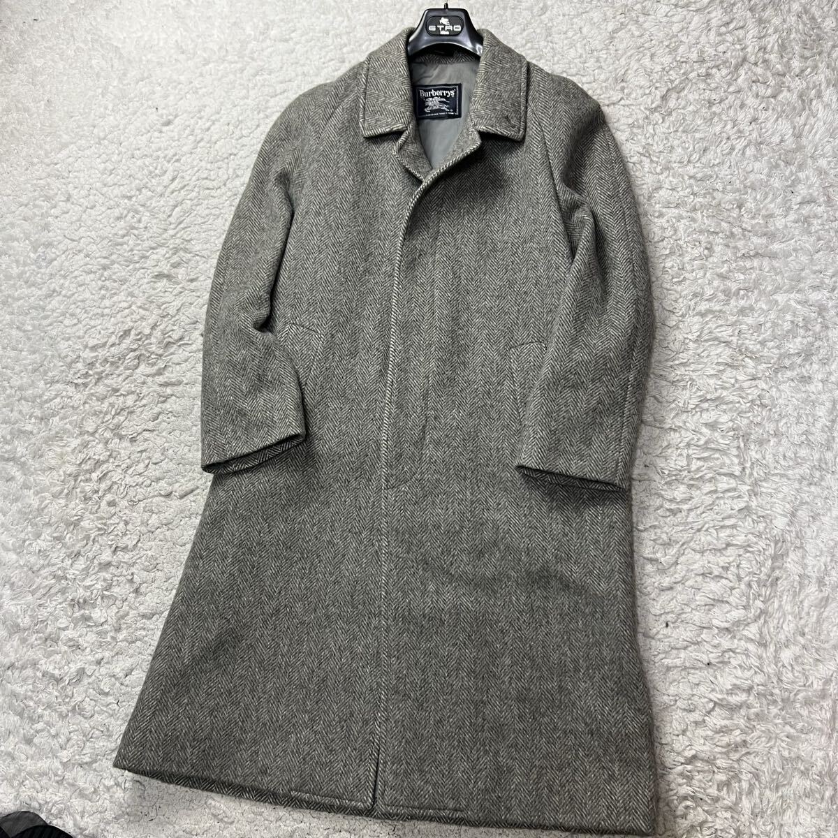 【超希少:極美品】Burberrys’ バーバリーズ 80s ビンテージ バルマカーンコート アルパカ混 ヘリンボーン スペイン製 ツイード XL相当拍卖
