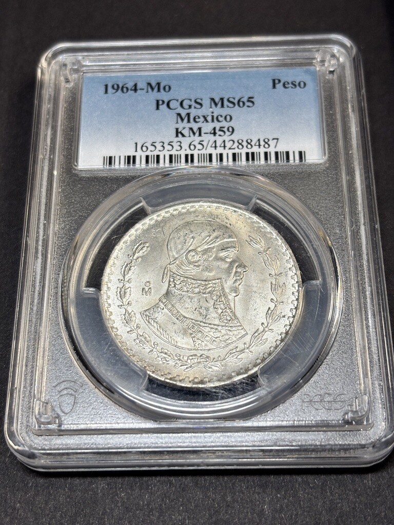 1964年 MO メキシコ 1ペソ ホセ・モレロス PCGS MS65世界的高評価グレード!現状入手困難!拍卖