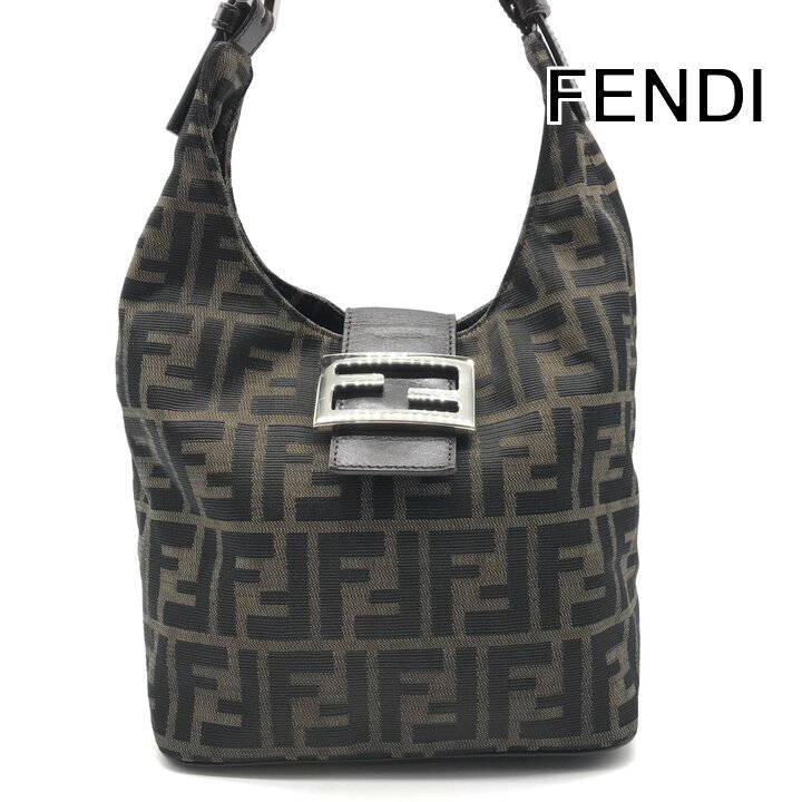 1円 超美品 FENDI フェンディ ズッカ柄 ハンド ショルダー バッグ 肩掛け ワンショルダー レザー キャンバス ブラウン レディース r842拍卖