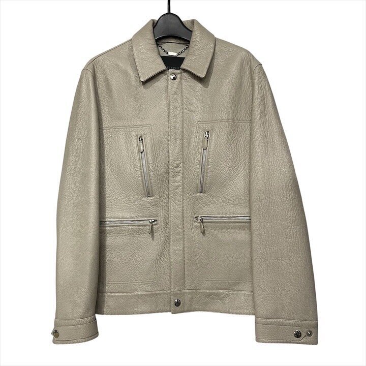 良品 LOEWE ロエベ ディア スキン 鹿革 メンズ ライダース ジャケット アウター トップス アパレル ファッション ベージュ h808拍卖