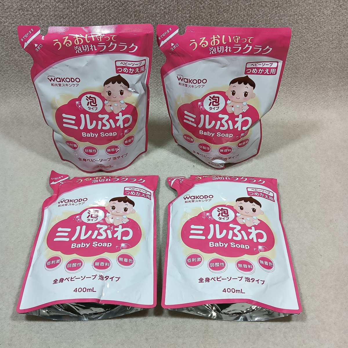 ●○ミルふわ 全身ベビーソープ 泡タイプ つめかえ用 400mL 4個まとめて○●拍卖