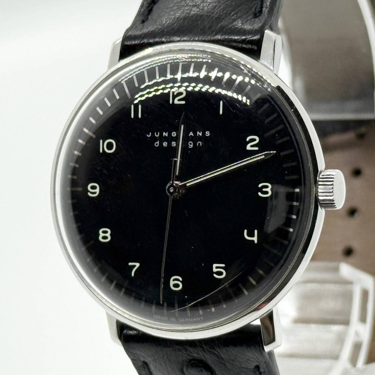JUNGHANS ユンハンス マックスビル ハンドワインド 027/3702.00 3919 ブラック 手巻き メンズ 腕時計 稼働品拍卖