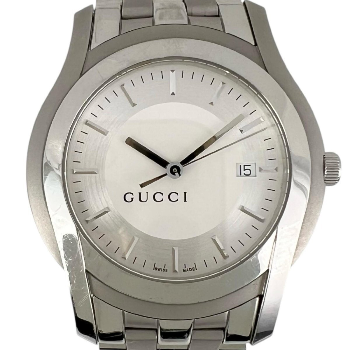 GUCCI グッチ Gクラス 5500XL 腕時計 SS クオーツ アナログ表示 メンズ ホワイト文字盤【I170125015】中古拍卖