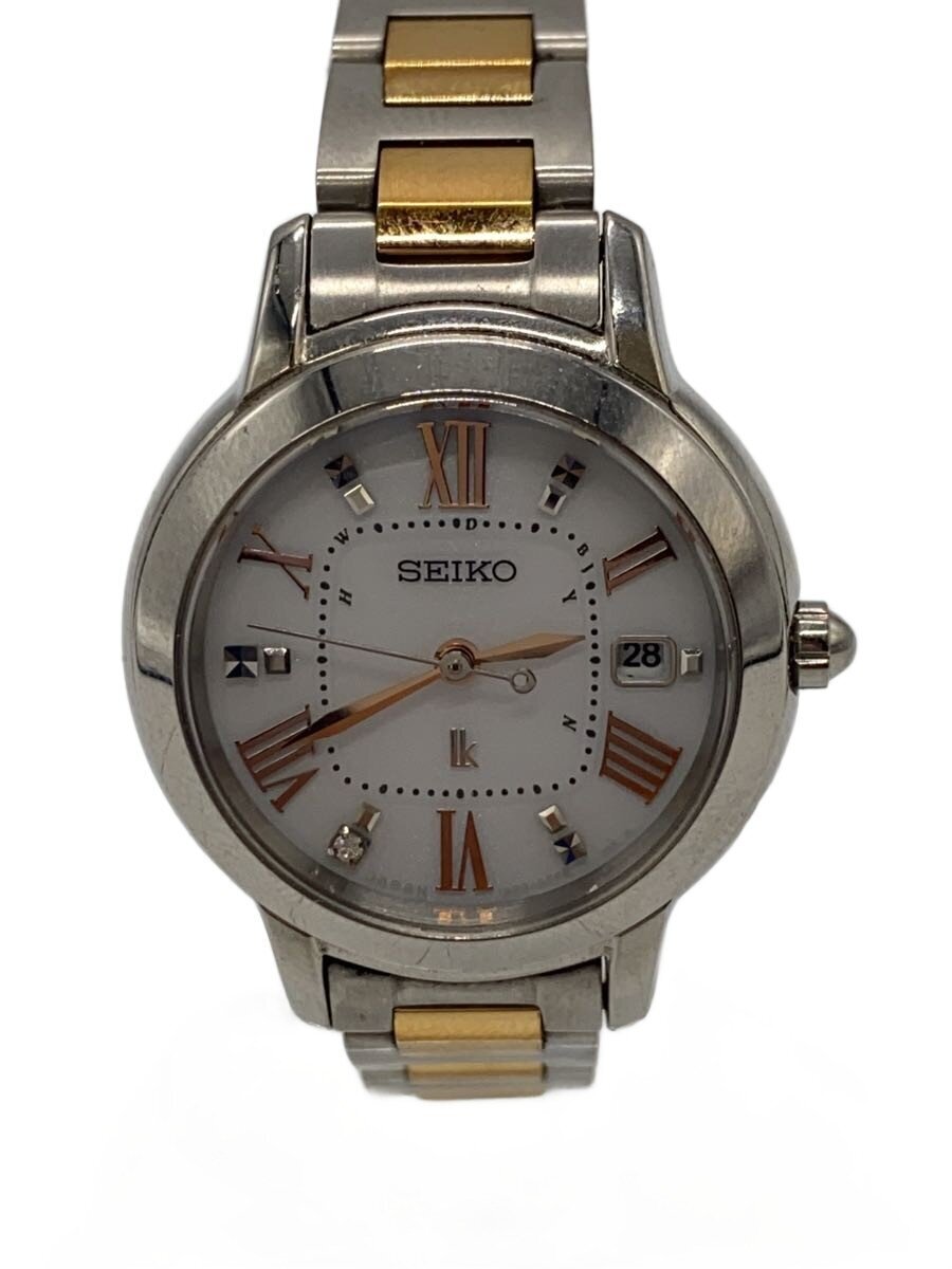 SEIKO◆ソーラー腕時計/アナログ/ステンレス/WHT/1B22-0CK0//拍卖
