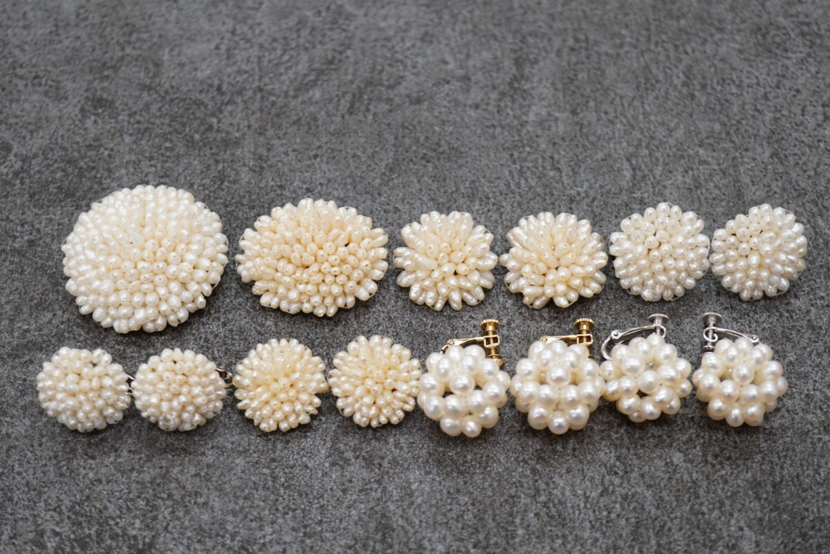 B997 淡水真珠 本真珠 パール イヤリング ブローチ 8点セット 両耳揃い ヴィンテージ アクセサリー 大量 まとめて おまとめ まとめ売り拍卖