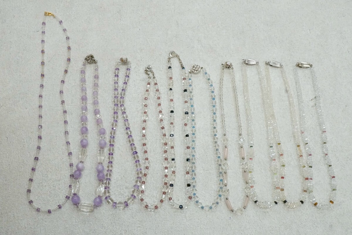 B1049 本水晶 カラーストーン コンビ ネックレス カラーストーン ヴィンテージ アクセサリー 大量 セット まとめて おまとめ SILVER含む拍卖