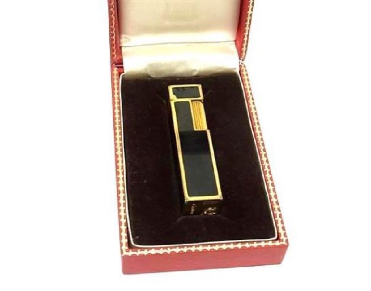 1円 Cartier カルティエ 18K 18金 高級ガスライター ローラーガスライター 喫煙具 メンズ レディース ブラック系×ゴールド系 FX2782拍卖