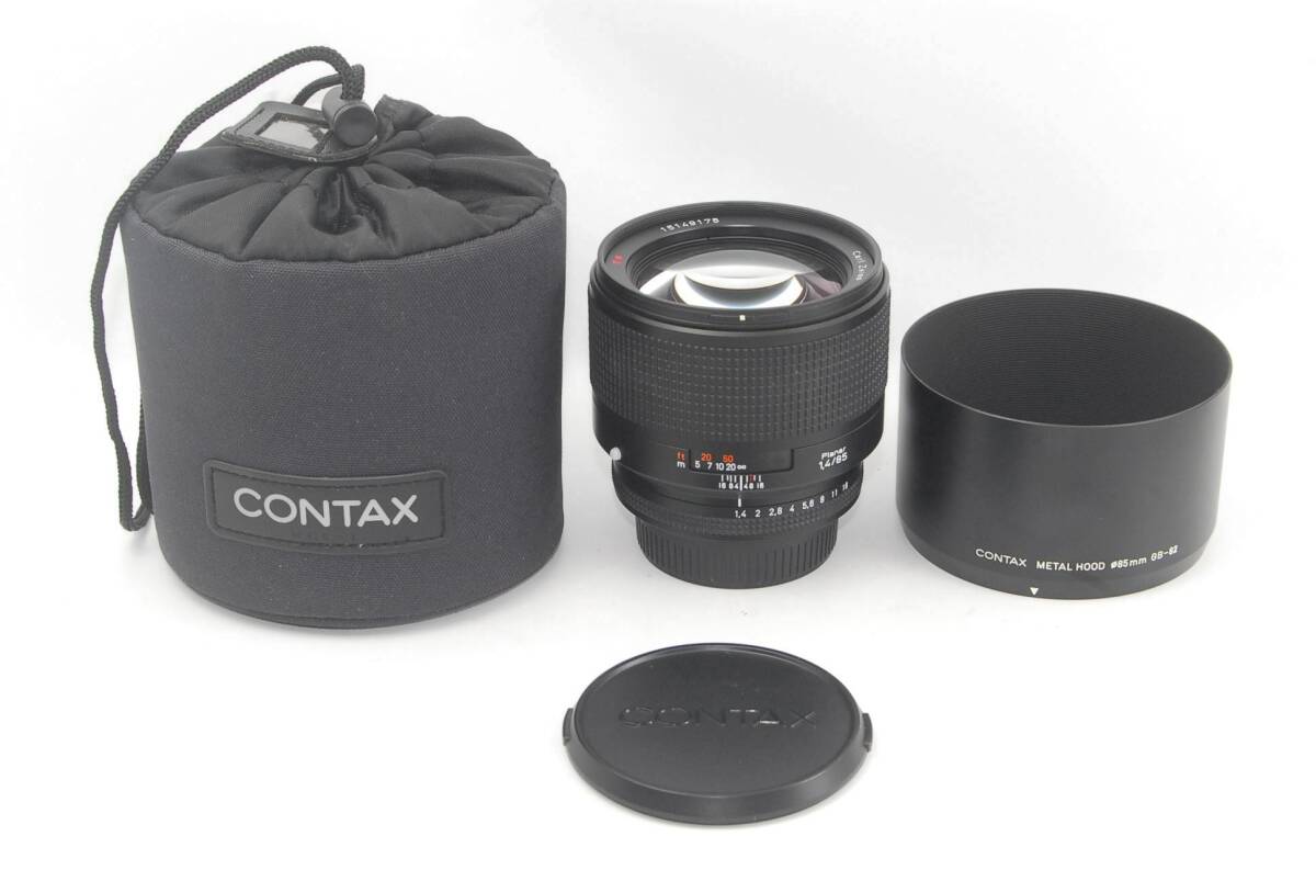 ★極美品★Contax コンタックス Carl Zeiss Planar プラナー T* 85mm F1.4 Nマウント メタルフード&ケース付き♪拍卖