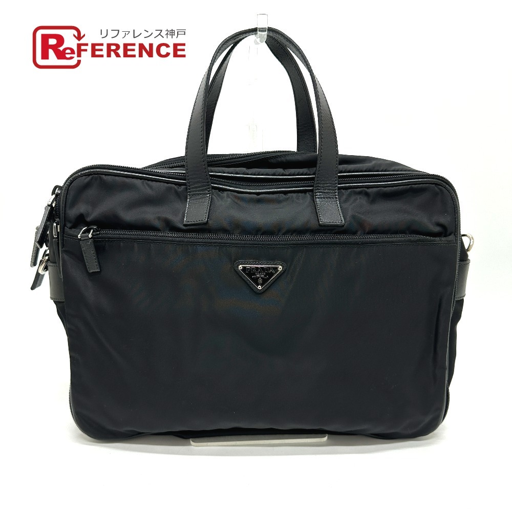 PRADA プラダ 2VE407 トライアングルロゴ 2WAY カバン ビジネスバッグ ブラック メンズ【中古】拍卖