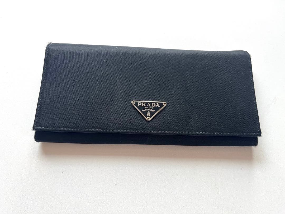 PRADA 長財布 ナイロン×サフィアーノレザー ブラック 三角ロゴ拍卖