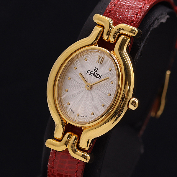 1円 良品 稼働 箱付 フェンディ カメレオン 640L 040-476 QZ シルバー文字盤 レディース腕時計 6294200 3TLT KMT拍卖