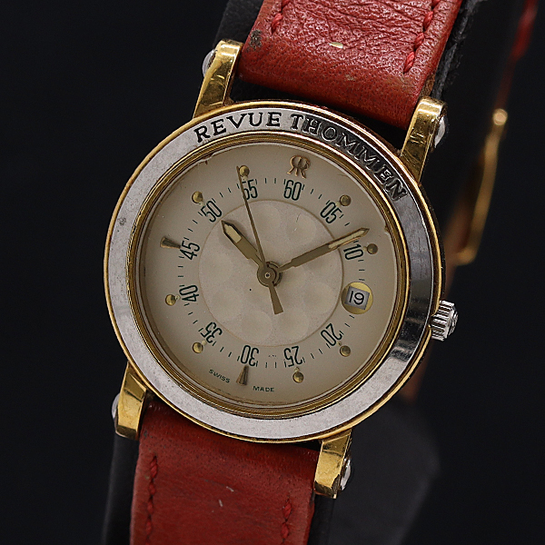 1円 稼働 良品 レビュートーメン 2923001 SS QZ アイボリー文字盤 レディース腕時計 2000000 3NBG KMT拍卖