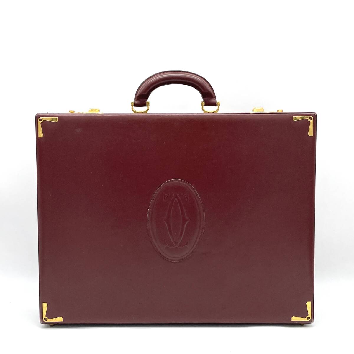 1円 良品 Cartier カルティエ マストライン カーフレザー アタッシュケース トランク ビジネスバッグ ボルドー拍卖