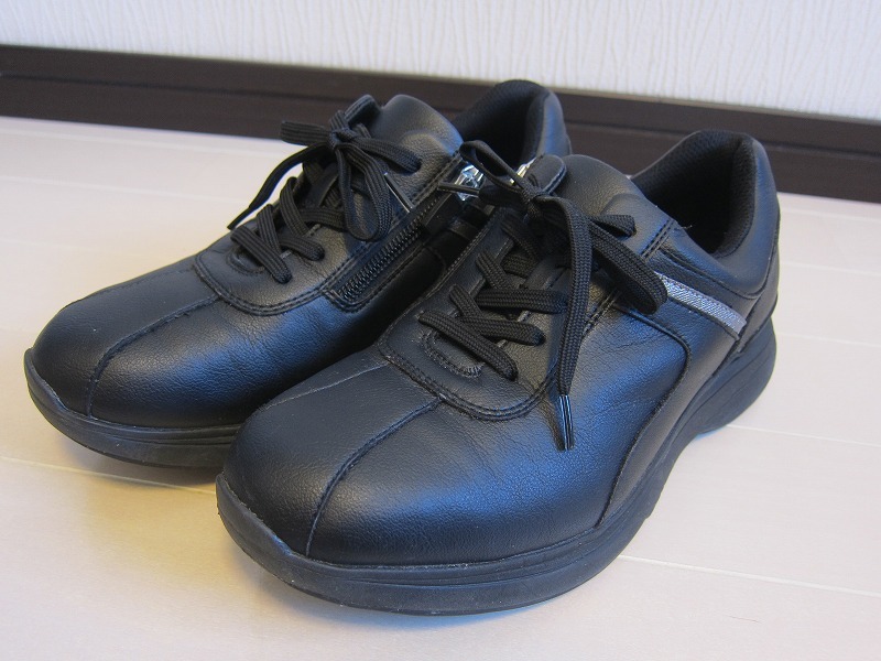 良品 ASICS RAKUWALK KNEESUP アシックス ラクウォーク ニーズアップ レザー サイド ジップ ウォーキング シューズ 23.5cm拍卖