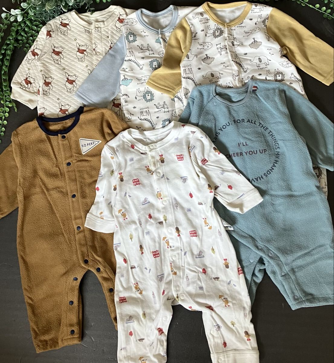 【越後水草】・:*+.美品.:+ 新生児 ベビー服 長袖ロンパース カバオール60〜70cm まとめ売り拍卖