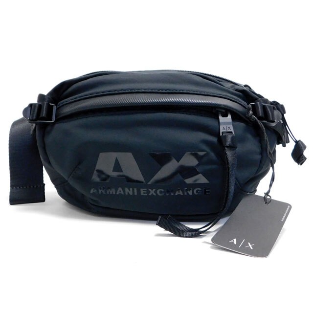 未使用 ARMANI EXCHANGE アルマーニエクスチェンジ ボディクロスバッグ ボディバッグ ナイロン 黒 メンズ拍卖