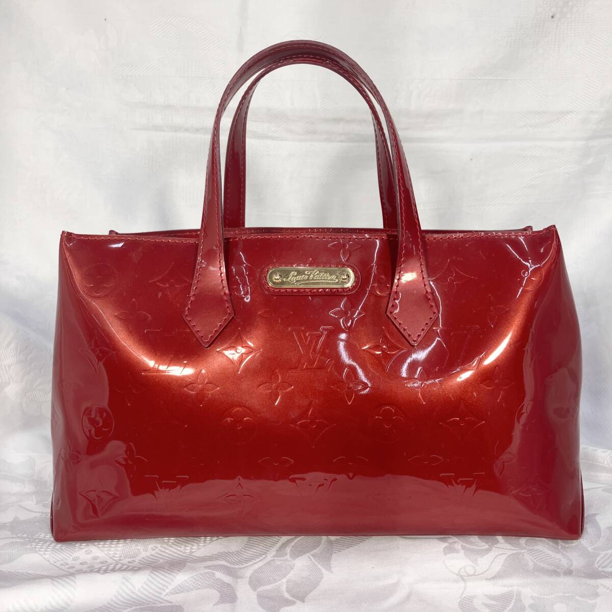 LOUIS VUITTON モノグラム ヴェルニ ウィルシャーPM ポムダムール M93642 外寸目安W300H170D110 mm ルイヴィトン ヴィトン拍卖