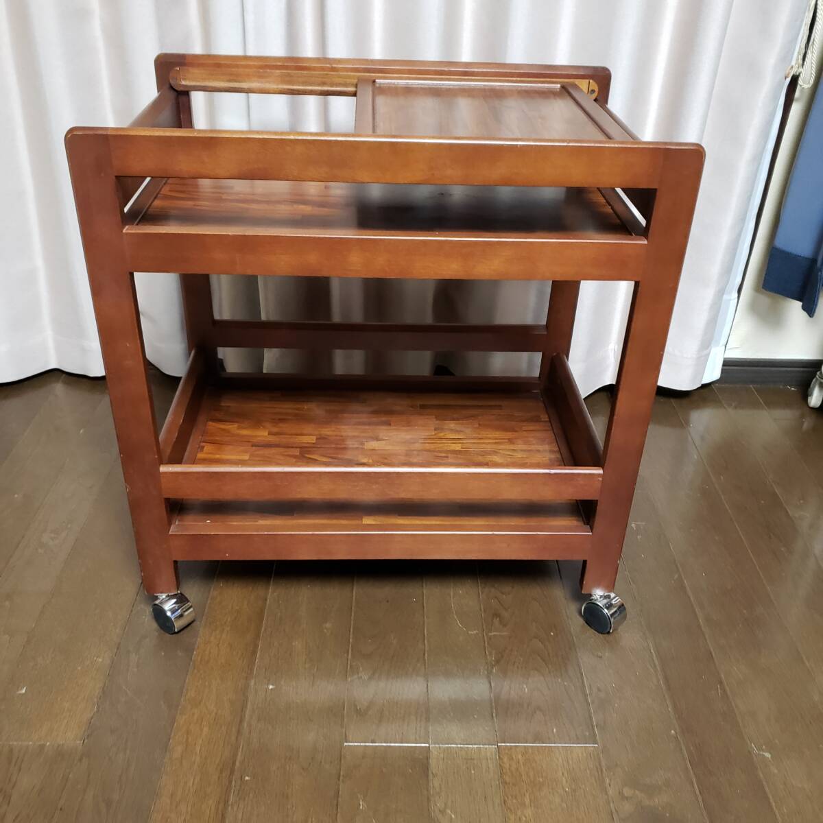 S-142 カリモキ家具 ティートローリー 木製キッチンワゴン 幅63cm 奥行42cm 高さ65.5cm拍卖