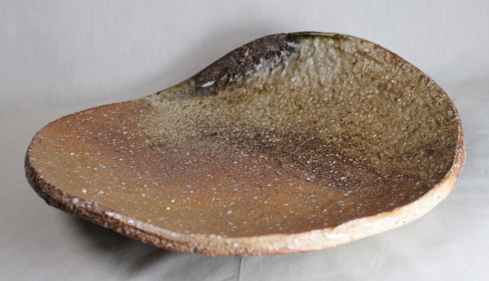 真作 金重素山 備前信楽 反鉢 大皿 径40㎝ 金重陶陽の弟 大本教教主に陶芸を指導した 備前焼 信楽焼 大鉢 共箱拍卖