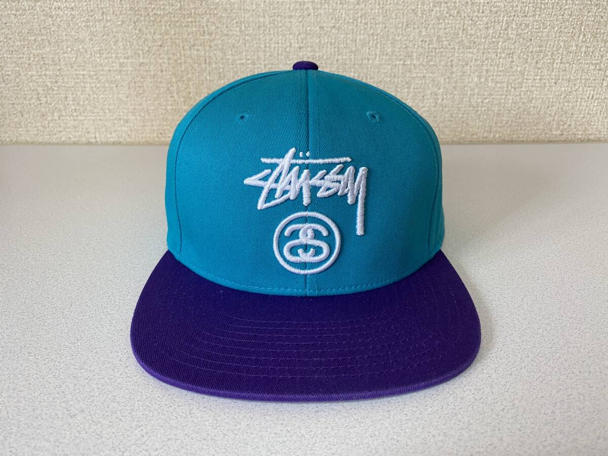 ★ 美品 ★ STUSSY ロゴ 刺繍 キャップ 水色×紫 ステューシー 帽子拍卖