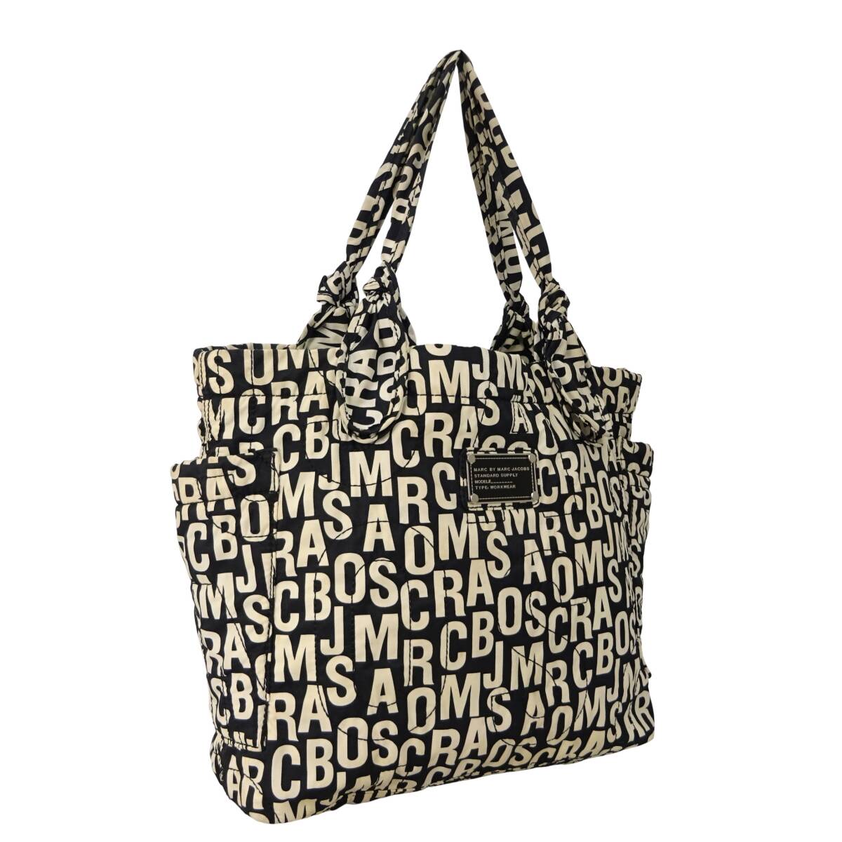 本物 良品 ■ マーク バイ マーク ジェイコブス ■ ロゴ キャンバス ブラック ベージュ ショルダートートバッグ ハンドバッグ /191001拍卖