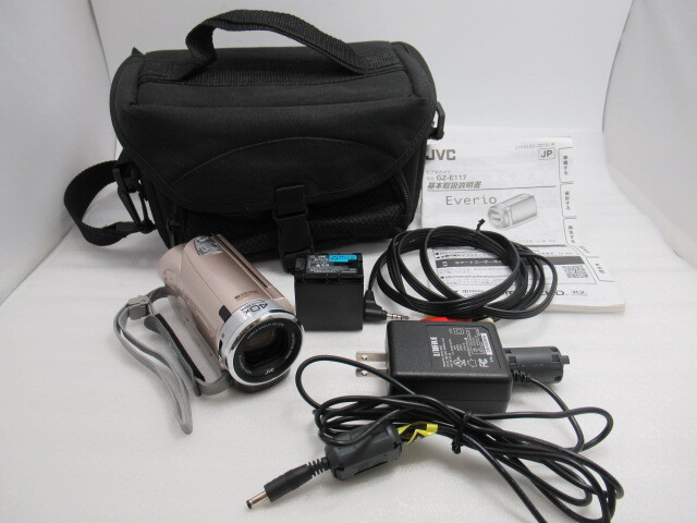 動作確認済 JVC ジェイブイシー Everio エブリオ GZ-E117-N ビデオカメラ ピンク 2012年製 JVCケンウッド 箱なし 社外ケース付 USED拍卖
