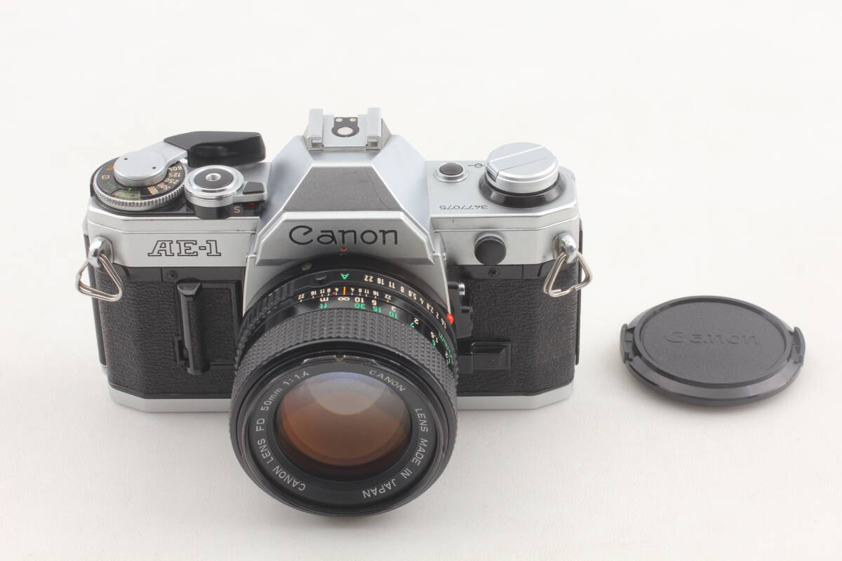 【整備済 美品】Canon AE-1 シルバー 一眼レフ フィルムカメラ w/New FD 50mm f1.4 露出計OK #1415拍卖