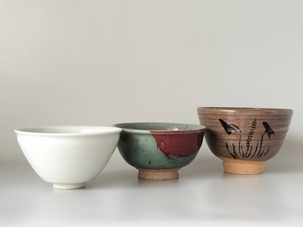 茶碗 3個まとめ 抹茶碗 抹茶茶碗 3点セット 陶器 3点在銘 印 陶磁器 茶器 茶道具 茶道 箱なし お稽古に 詳細不明拍卖