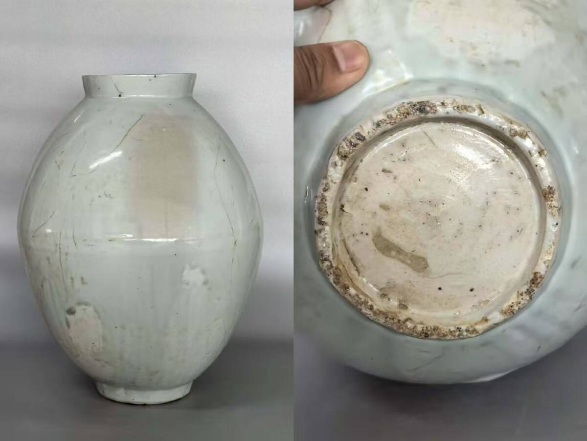 B714◆旧家買出品◆ 朝鮮古美術 高麗磁 李朝時代 古高麗 高麗白磁大壺 李朝17世紀 拍卖