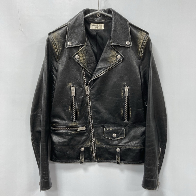 SAINT LAURENT PARIS/サンローラン/16AW/エディ期/Classic Motorcycle Jacket/ヴィンテージ加工/ダブルライダースジャケット/レザー拍卖