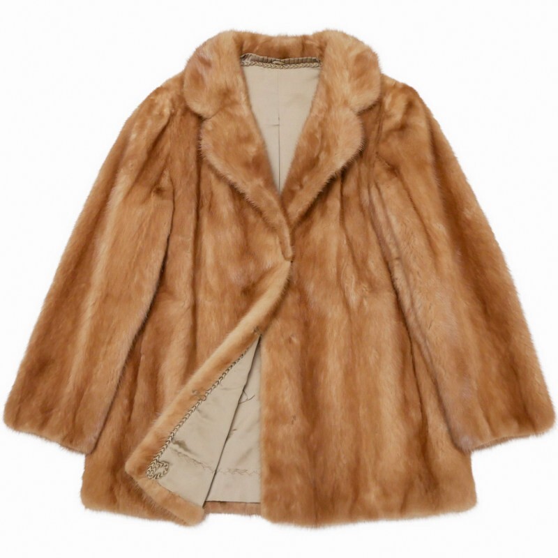 MI8699#パステルミンク*MINK*ファーコート*ハーフコート*襟:逆毛*リアルファー*本毛皮*ライトブラウン系*サイズ11拍卖