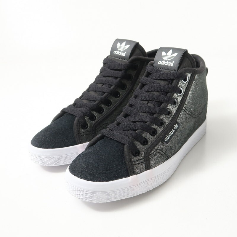GT2151△《未使用》adidas アディダス HONEY UP W/ハニーアップ スエード×ラメ インヒールスニーカー 靴 US6.5 ブラック×シルバー系拍卖