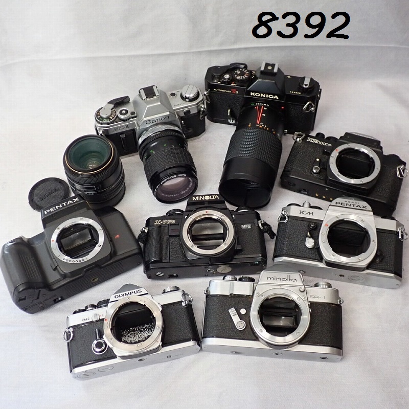 ●MK-8392 CANON AE-1 ミノルタ X-700 OLYMPUS om-2 など カメラ レンズまとめ売り 80サイズ 20260318拍卖