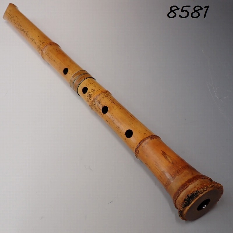 ●MK-8581 尺八 約54.5cm 1尺8寸 在銘 竹治 和楽器 日本楽器 銀 歌口 60サイズ 20260330拍卖