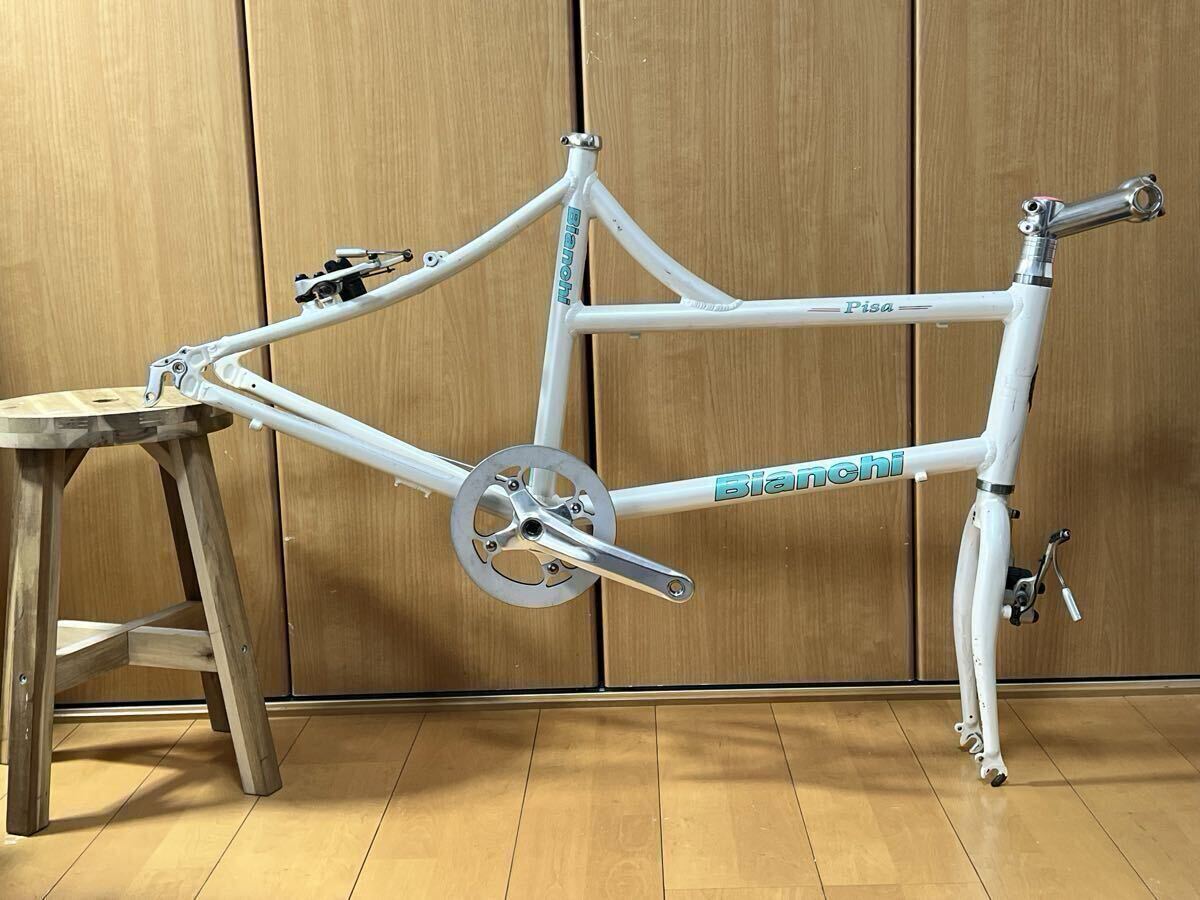ビアンキ Bianchi PISA ミニベロ 20インチ フレームセット【ジャンク扱い】クランク・Vブレーキ付 レストアベース拍卖